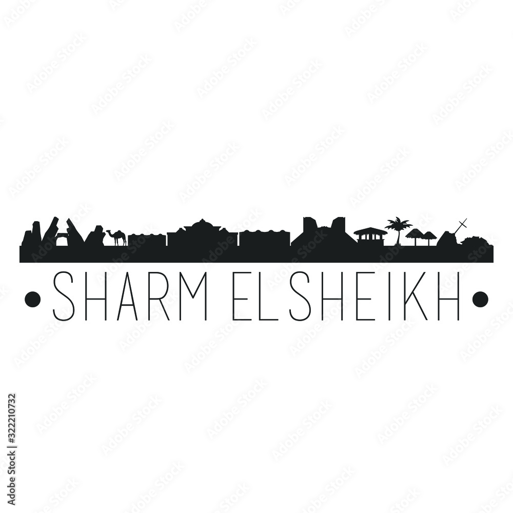 Sharm El Sheiki Egypt. City Skyline. Silhouette City. Design Vector. Famous Monuments.