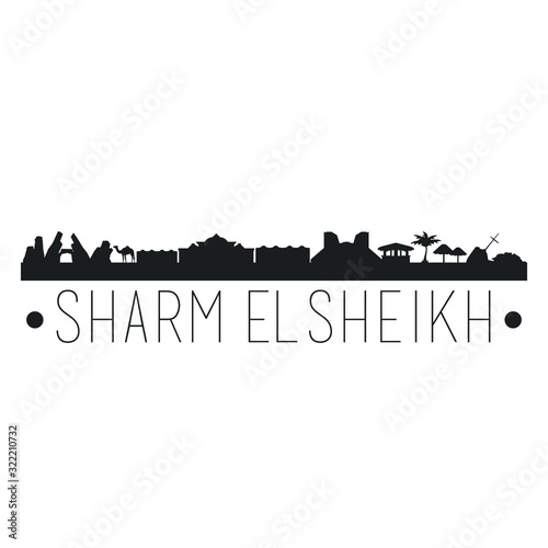 Sharm El Sheiki Egypt. City Skyline. Silhouette City. Design Vector. Famous Monuments.