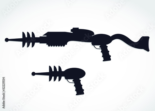silhouette alien laser gun vector illustration