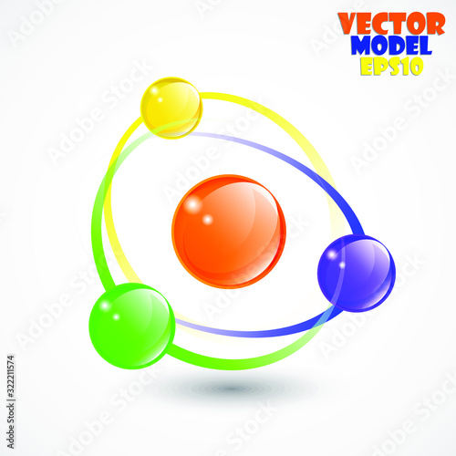 abstract color globes symbol / atom model