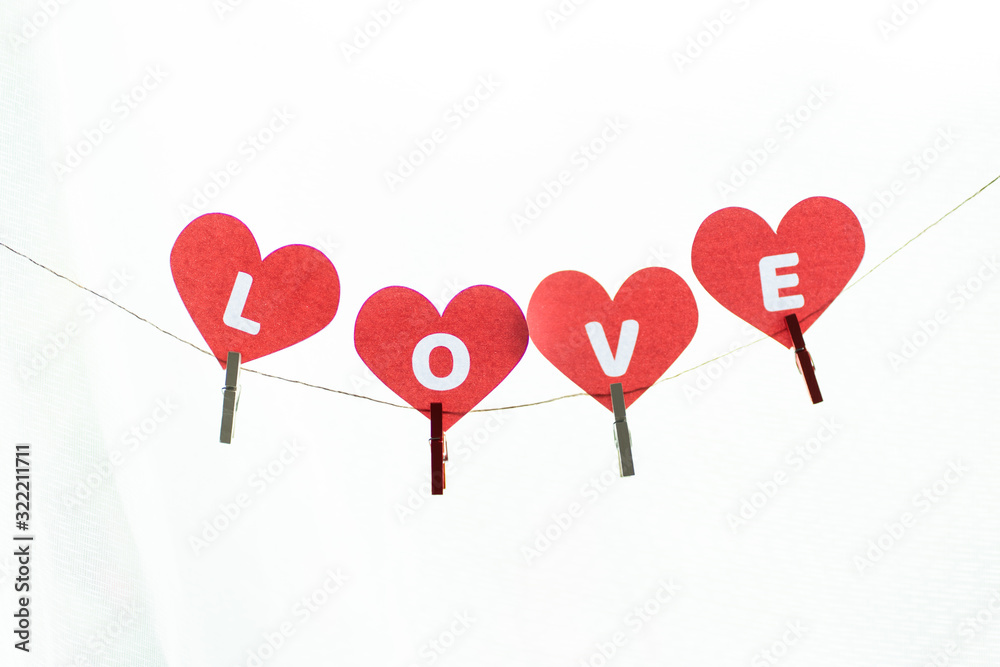Red heart shaped paper decoration for Valentine's day