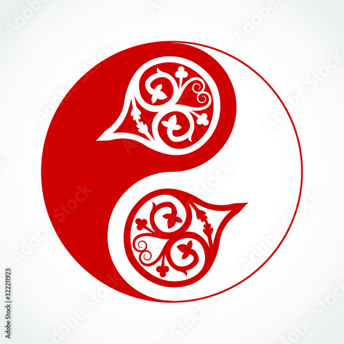 red yin yang ornamental symbol