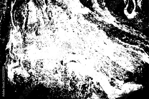 Abstract black white image with long and short intermittent lines made by brush. A monochrome image drawn by hand. Dirty shabby smears of black paint. Vector eps illustration.