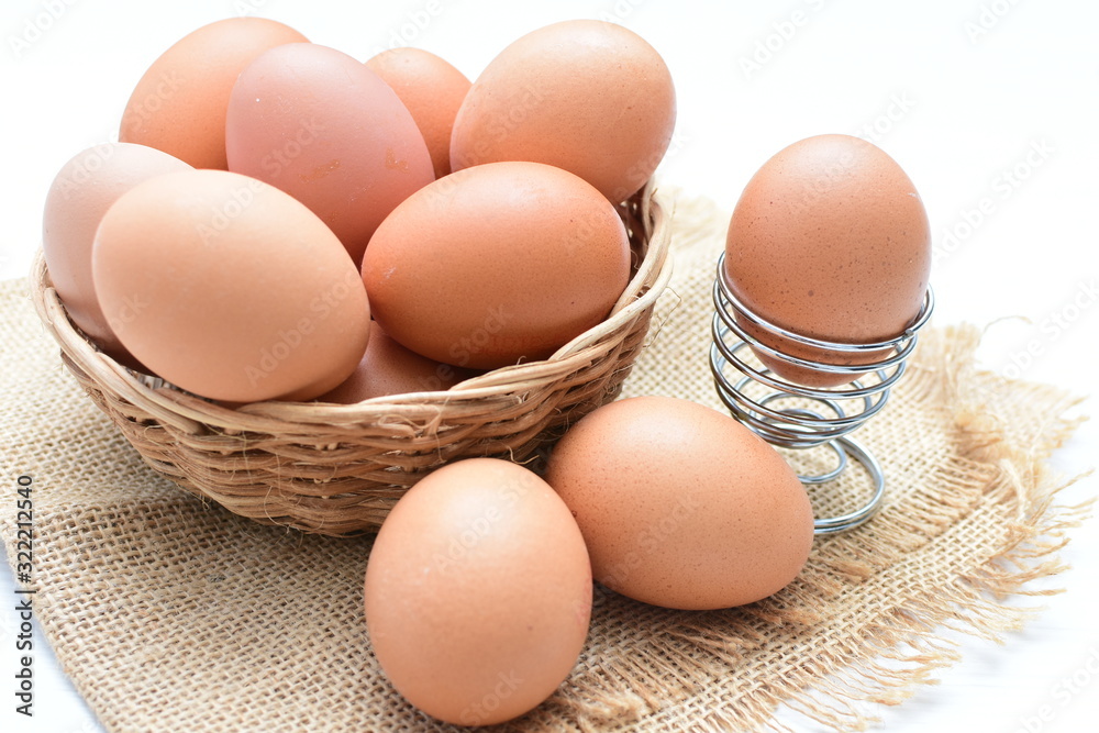 Peasant chicken eggs on light background Peasant chicken eggs on light background
