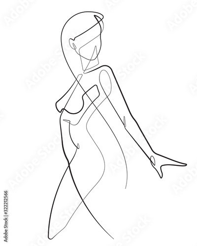 Young Woman One Continuous Line Abstract Vector Icon Graphic Drawing