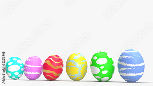  Easter eggs on white background 3d rendering for holiday content.