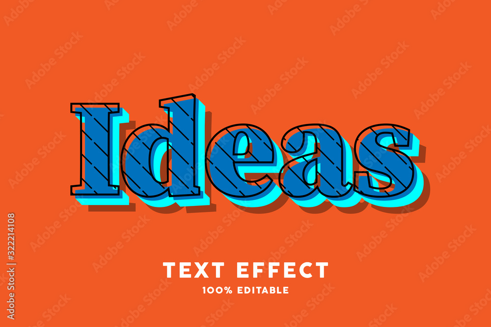 Blue pop art on orange text effect