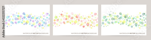 Fototapeta Set of colorful vector watercolor backgrounds with white space for text. Set of cards for wedding, greetings, birthday. backgrounds for web banners design.