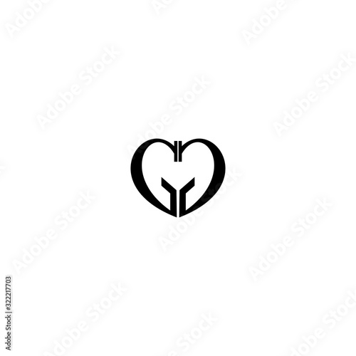 GG Love Logo Design Icon Vector Template