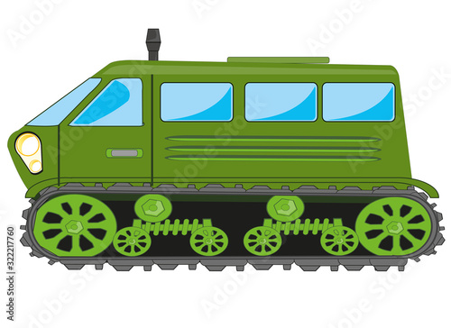 Vector illustration of the transport of the dune buggy on tracks
