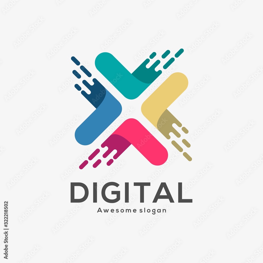 Fototapeta premium Vector Logo Illustration Digital Paint Line Art Style