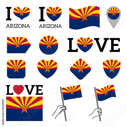 Flag of Arizona. Set of vector Flags