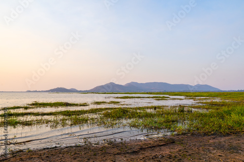 View of Bang Phra Reservoir In the sunset