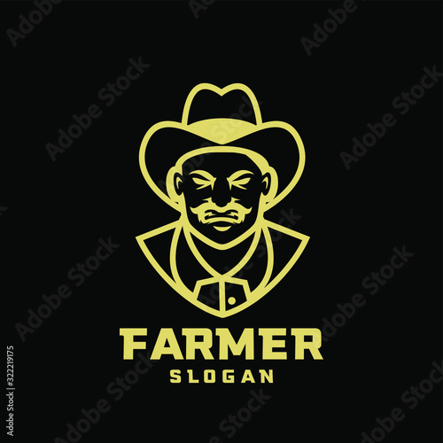 Fototapeta Naklejka Na Ścianę i Meble -  black gold Columbia south america coffee farmer character logo icon design cartoon