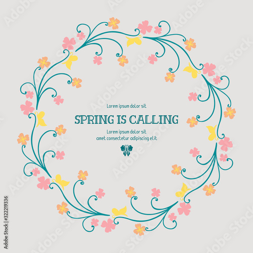 Unique Decorative of spring calling invitation card  with antique leaf and floral frame. Vector