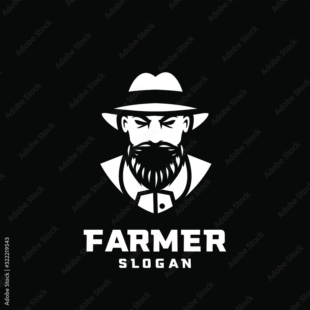 black background Columbia south america farmer character logo icon design cartoon