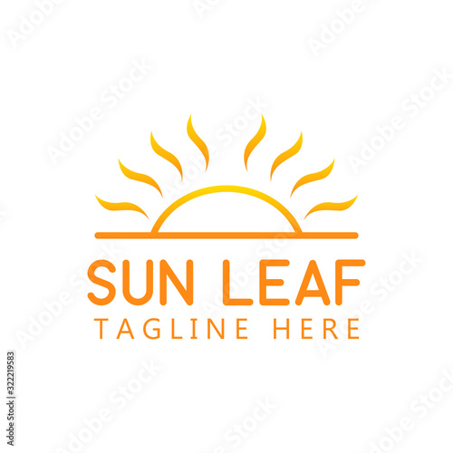 Sun leaf logo. nature sun rise logo