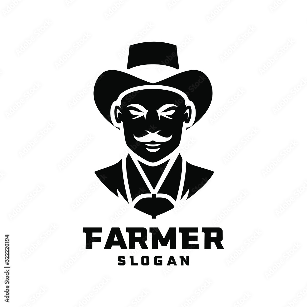 black white Columbia south america farmer character logo icon design cartoon