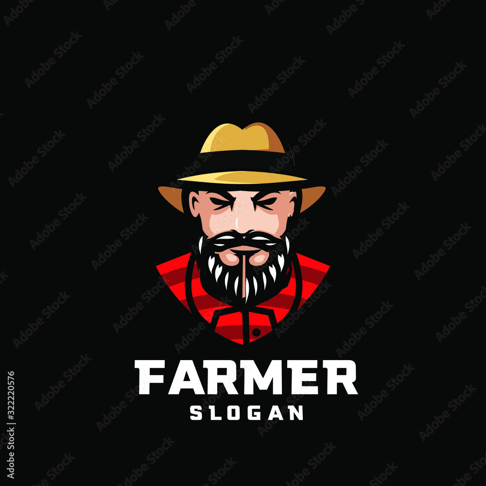 Columbia south america farmer character logo icon design cartoon with black background