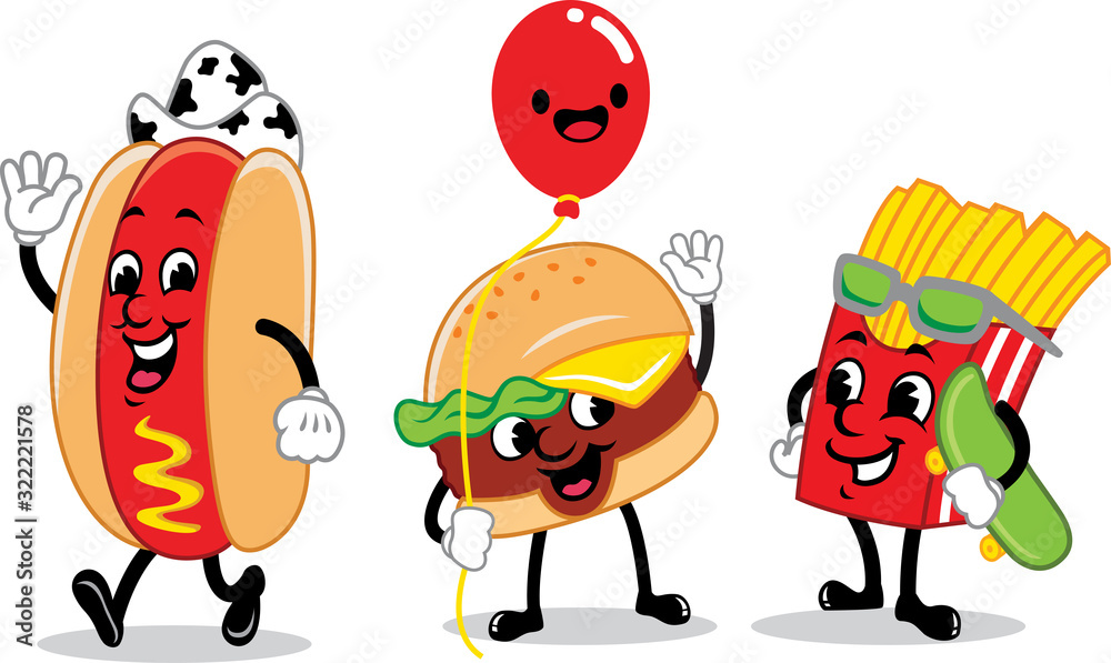 Naklejka premium burger and friends mascot