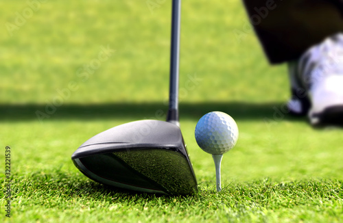 Golf ball ready for tee off