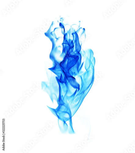 Blue fire on a white background.