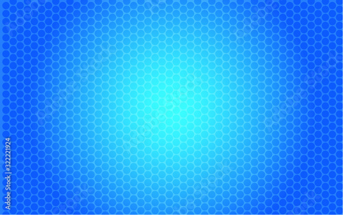 Blue abstract gradient background. Gradient dotted background going from bright blue in the center to darker blue at the edges of the background with focus point in the center of the background.