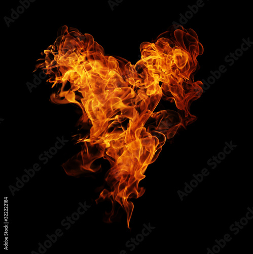 Fire heart black background