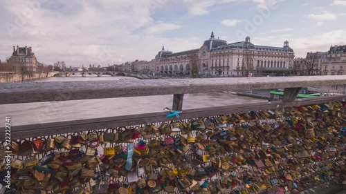 Motion Controled Timelapse in Paris. Orsay Museum, la Seine, and bridge Passerelle Leopold Sedar Senghor (Solférino) photo