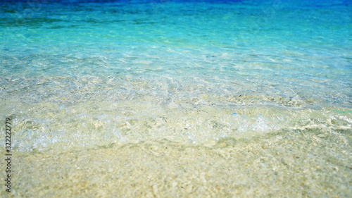 Beautiful blue water of the sea. Summer beach background.