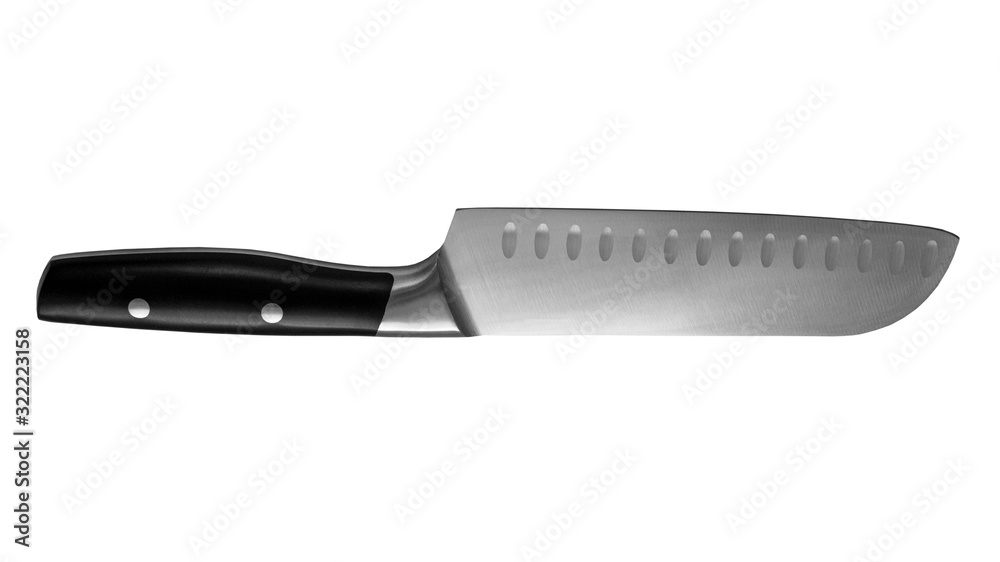 Isolated steel chef kitchen knife in a restaurant. Sharp dangerous blade. Isolated steel chef kitchen knife in a restaurant. Sharp dangerous blade.