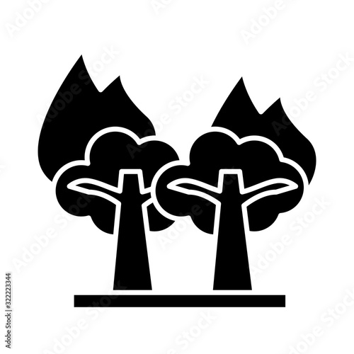 forest fire scene isolated icon
