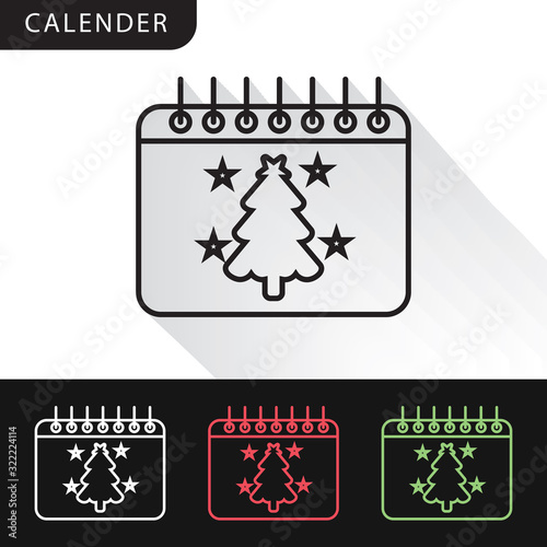 Christmas calendar vector, Christmas related line style icon