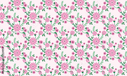 Unique spring floral Pattern background, with elegant leaf and flower design.