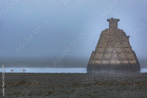 submerged Temple of Gobind Sagar Lake, Bilaspur, Himachal Pradesh photo