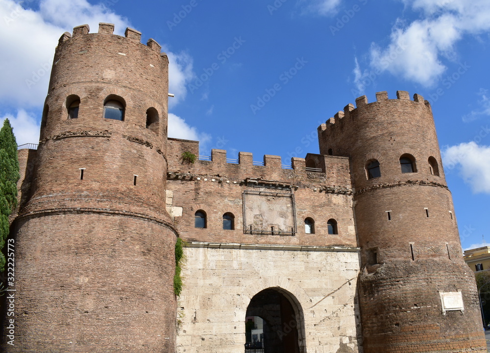 Porta San Paolo in the Aurelian Walls. Rome, Italy.