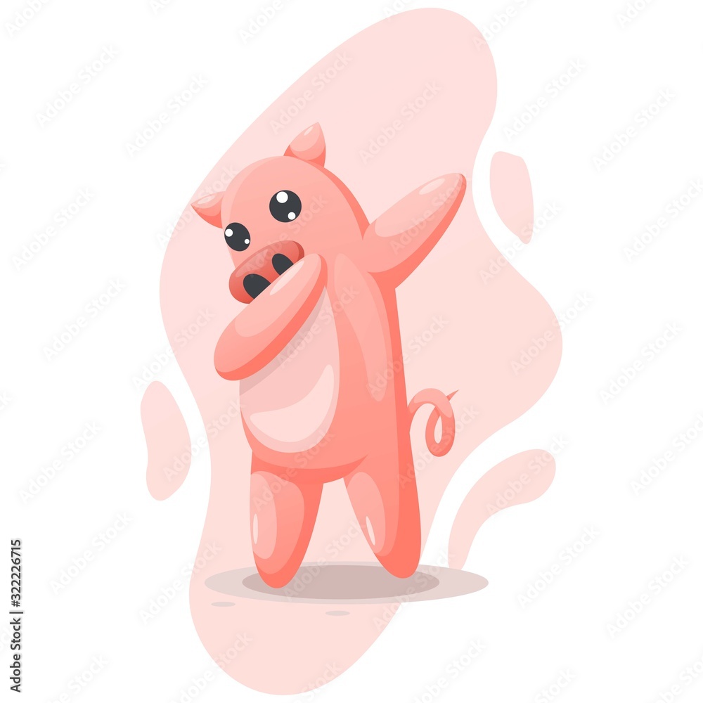Obraz premium CUTE PIG MASCOT CARTOON VECTOR