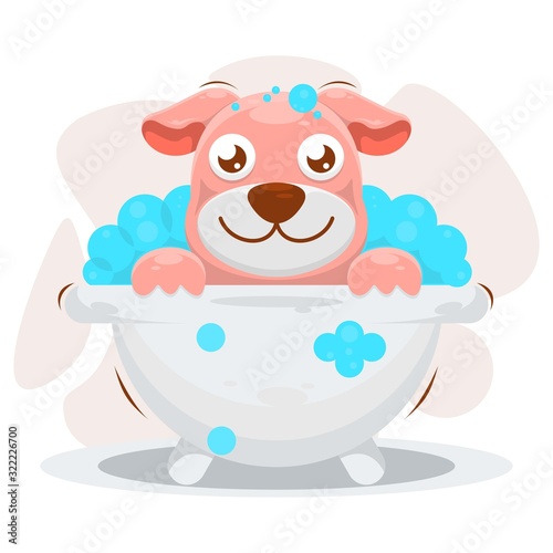 CUTE DOG SHOWER CARTOON VECTOR