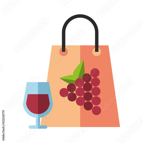 grapes fresh fruits in paper shopping bag