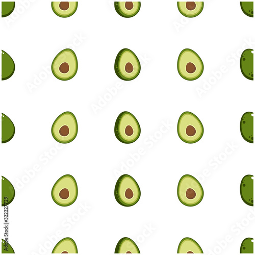 Avocado fruit flat with leaves vector background seamless pattern. Scalable and editable. Vector pattern for textile, print, fabric, backdrop, wallpaper, background.