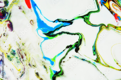 Abstract painting Turkish technique Ebru Beautiful marbling of smooth lines with acrylic paint