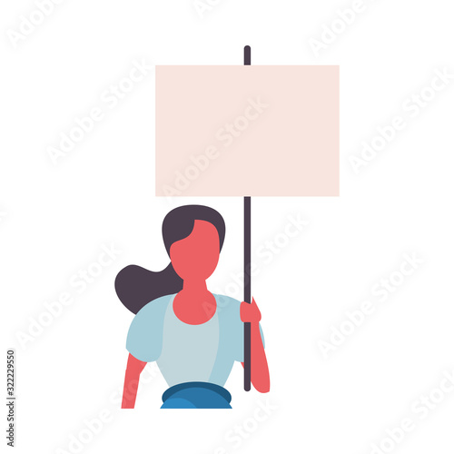 activist woman with protest banner