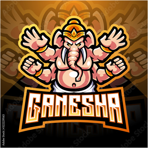 Ganesha esport mascot logo design