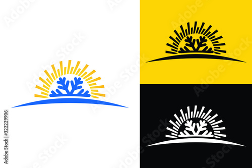 Abstract sun and snowflake logo representing heating and cooling services