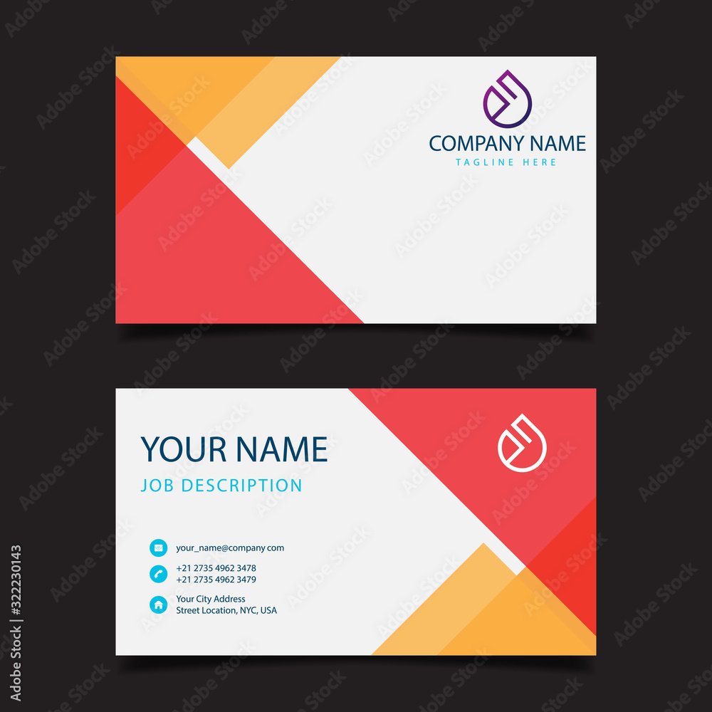 Business card design set template for company corporate style. red