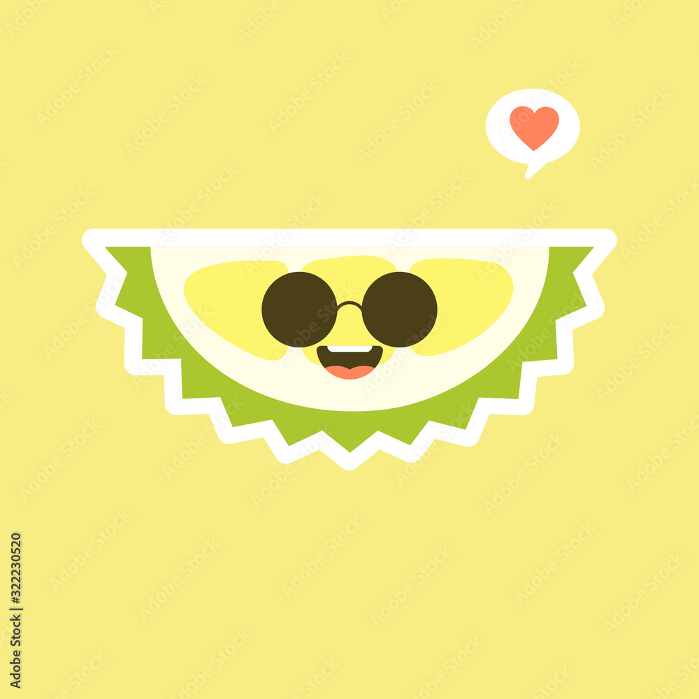 Funny and kawaii durian fruits. Cute Durian character with face expression and emoji . Vector illustration. Use for card, poster, banner, web design and print on t-shirt. Easy to edit. Funny and kawaii durian fruits. Cute Durian character with face expression and emoji . Vector illustration. Use for card, poster, banner, web design and print on t-shirt. Easy to edit.