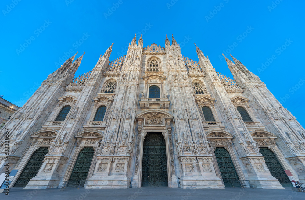 Exterior and facade of Milan Cathedral, Italy