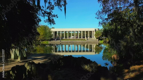 Aerial view of City Park's peristyle at City Park in New Orleans on a sunny day