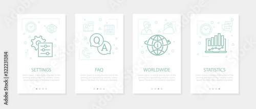 Vector four vertical mobile banners - online support - faq