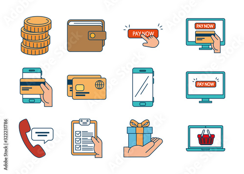 bundle of pay online set icons